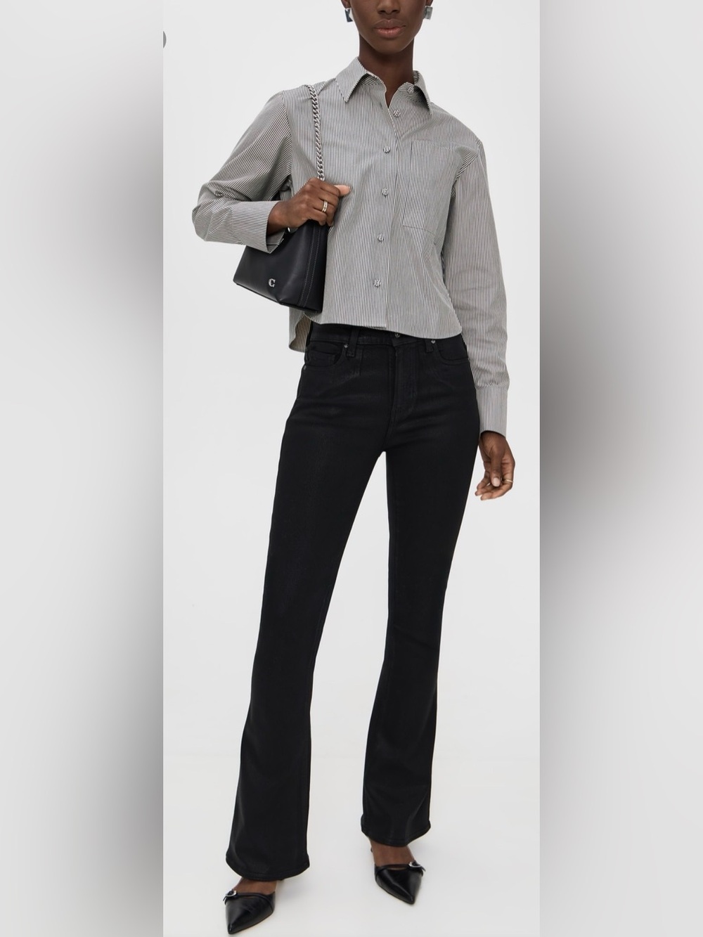 PAIGE High Rise Laurel Canyon Flare Jeans – Washed Black / Charcoal: 27